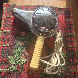 Vintage Chrome Hair Dryer with Yellow Handle